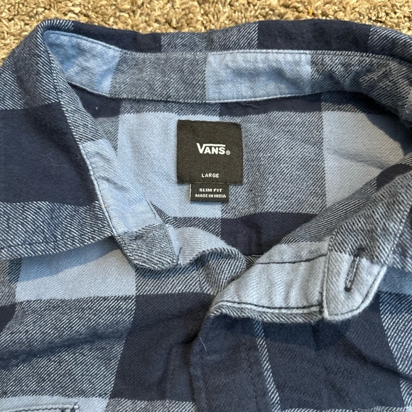 Vans Flannel Men’s L Large Black and Blue - Picture 2 of 2